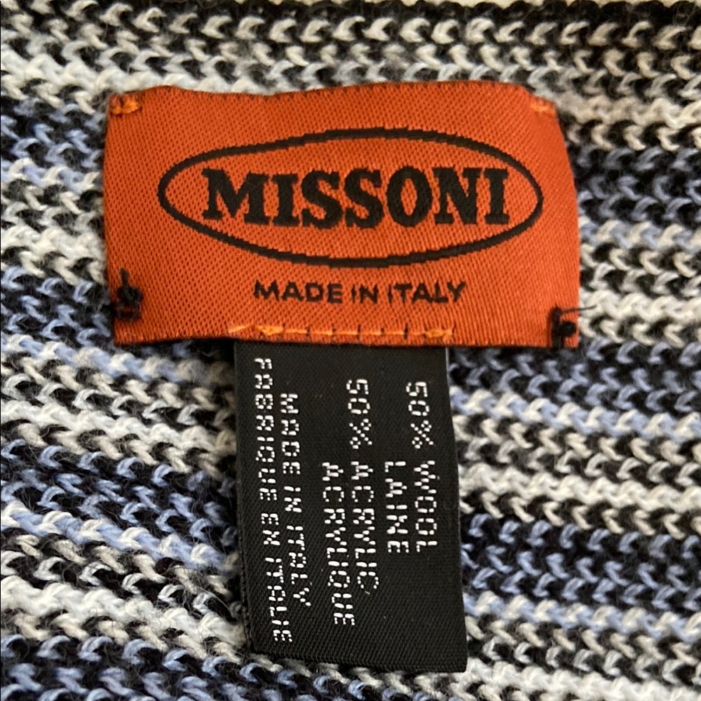 Missoni Blue and White Striped Scarf